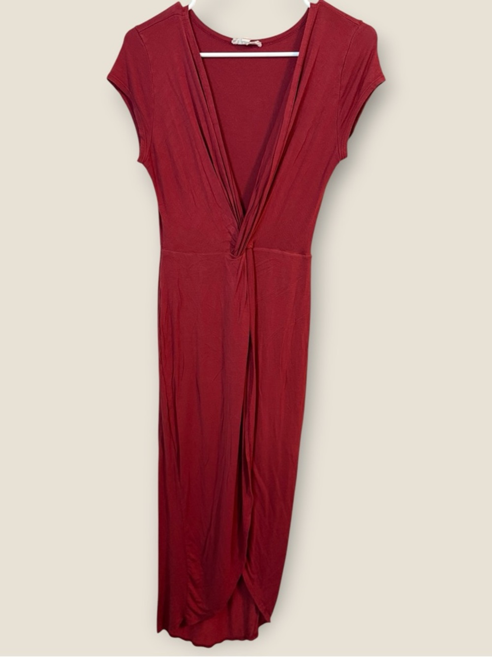 🌺Rolla Coster Burgundy Twist-Front Maxi Dress